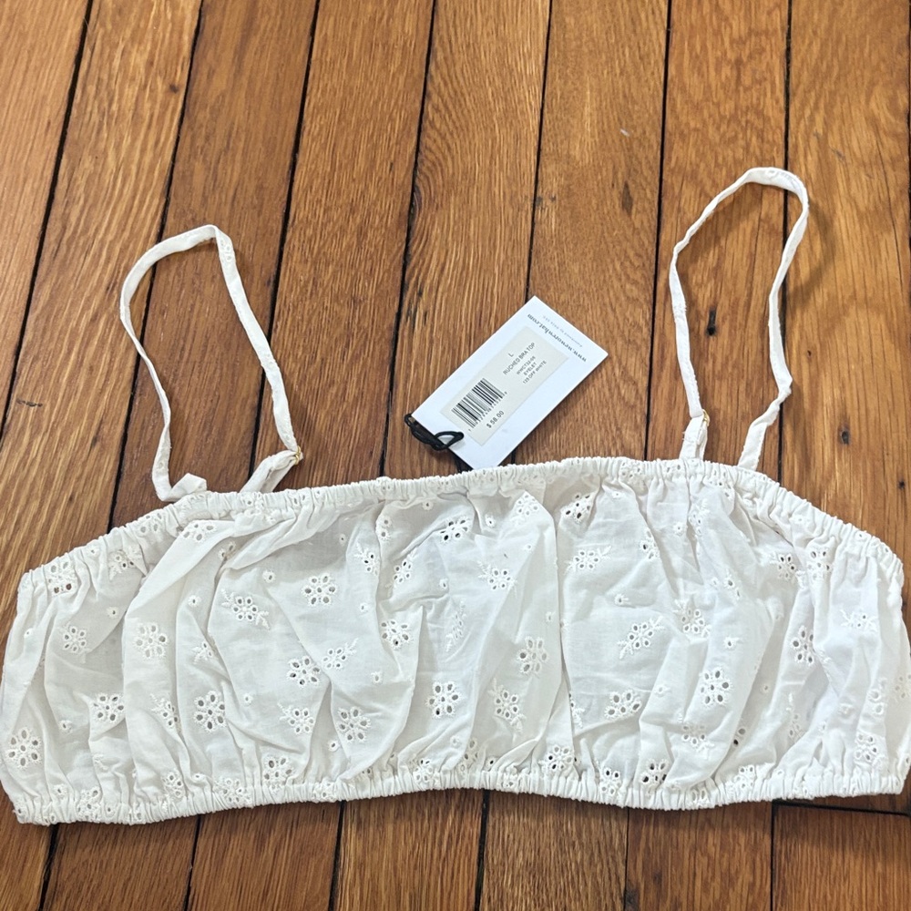 Weworewhat Women's White Eyelet Bralette Top - Comfortable Summer Intimates NWT